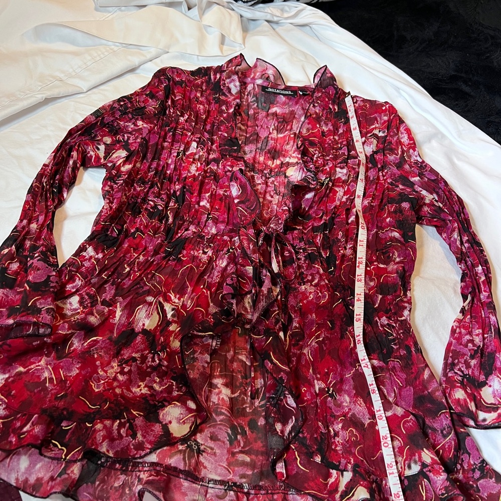 Notations Sheer Floral Top in Vibrant Hues